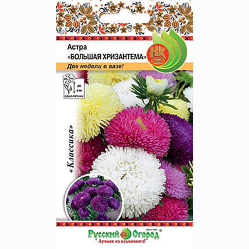 Астра Большая хризантема, смесь окрасок Русский огород НК изображение 1 артикул 66191