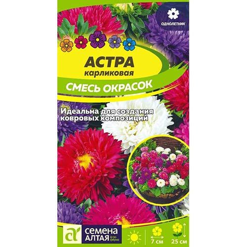 Астра Карликовая, смесь окрасок Семена Алтая артикул фото 1 Астра Карликовая, смесь окрасок Семена Алтая изображение 1 артикул 84793