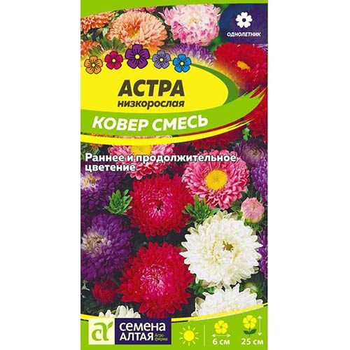 Астра Ковер, смесь окрасок Семена Алтая артикул фото 1 Астра Ковер, смесь окрасок Семена Алтая изображение 1 артикул 84794