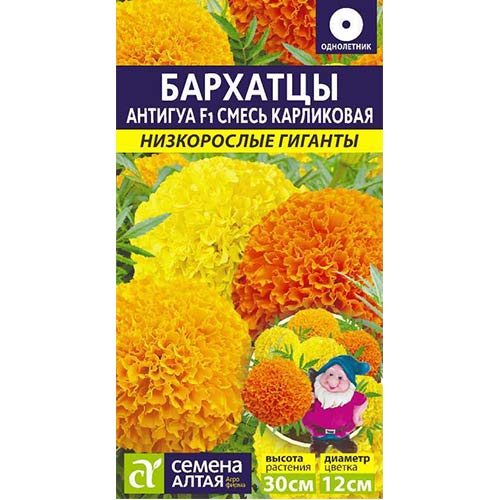 Бархатцы Антигуа карликовая смесь F1, смесь окрасок Семена Алтая изображение 1 артикул 81618