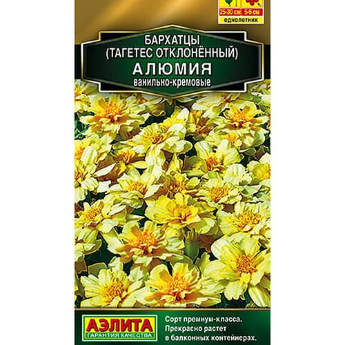 Бархатцы отклоненный (тагетес) Алюмия ванильно-кремовые Аэлита изображение 1 артикул 98869