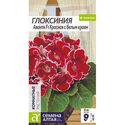 Глоксиния Аванти красная с белым краем F1 Семена Алтая изображение 1 артикул 81654