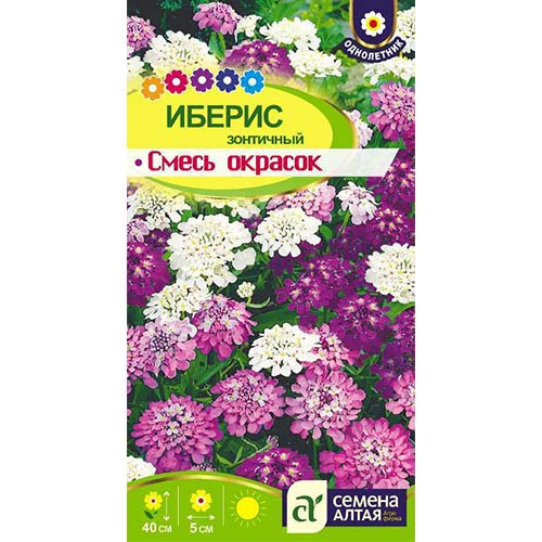 Иберис зонтичный, смесь окрасок Семена Алтая артикул фото 1 Иберис зонтичный, смесь окрасок Семена Алтая изображение 1 артикул 78145