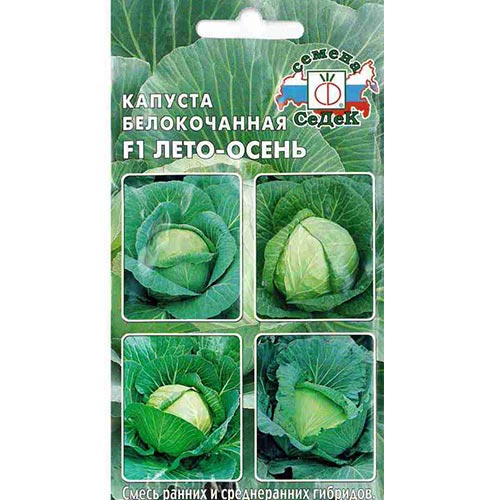 Капуста белокочанная Лето-Осень F1, смесь сортов Седек артикул фото 1 Капуста белокочанная Лето-Осень F1, смесь сортов Седек изображение 1 артикул 93347