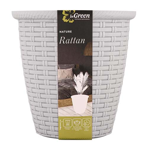 Кашпо Rattan 3 л с внутренним горшком 1,5 л Утренний туман артикул фото 1 Кашпо Rattan 3 л с внутренним горшком 1,5 л Утренний туман изображение 1 артикул 85239