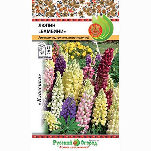 Люпин Бамбини, смесь окрасок Русский огород НК артикул фото 1 Люпин Бамбини, смесь окрасок Русский огород НК изображение 1 артикул 69949