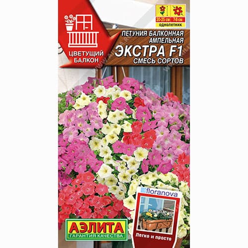 Петуния ампельная Экстра F1, смесь окрасок Аэлита изображение 1 артикул 99029